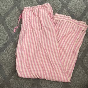 pink and white striped victoria secret pajama pants